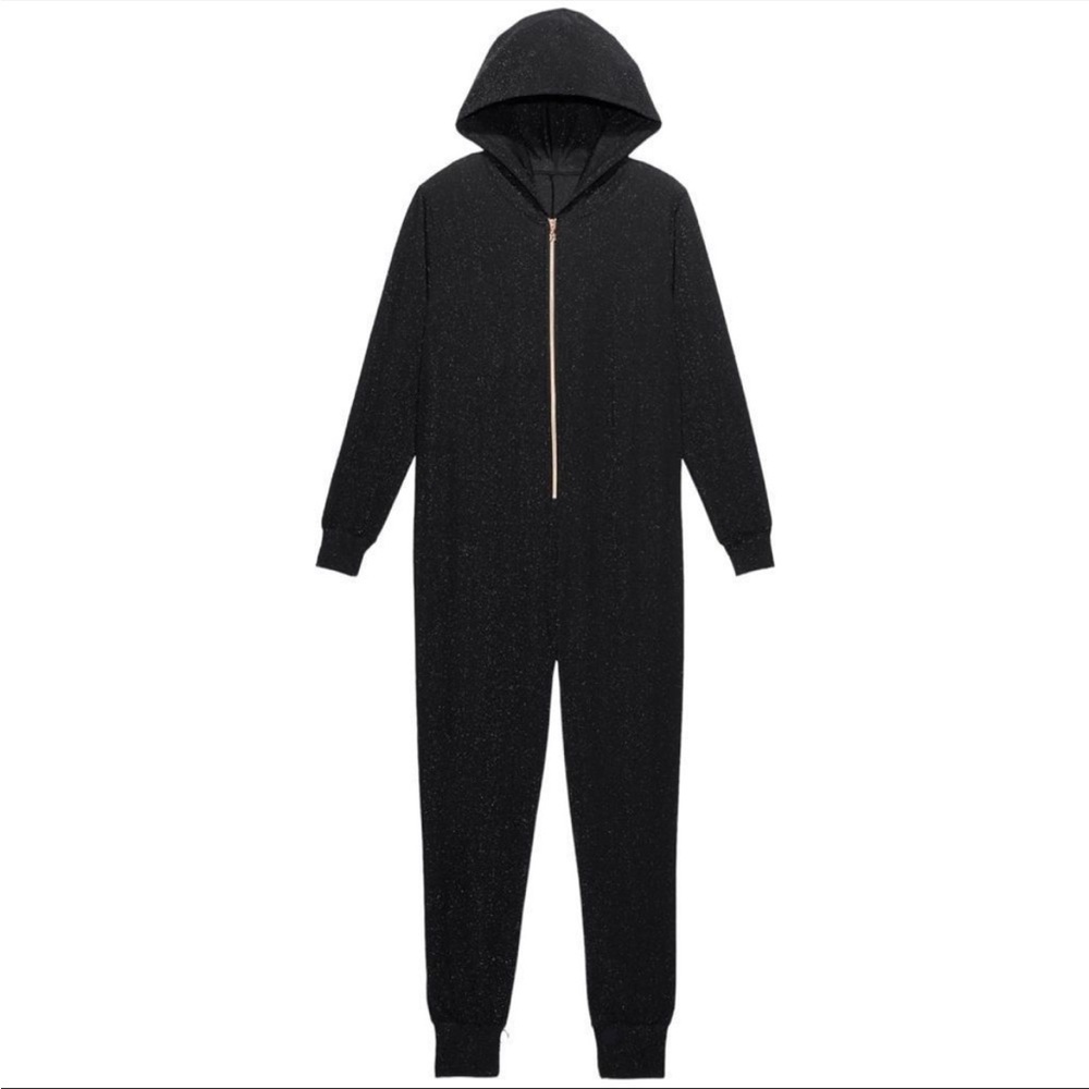 NWT Savage X Fenty Black Sparkle Hooded Onesie- never worn
